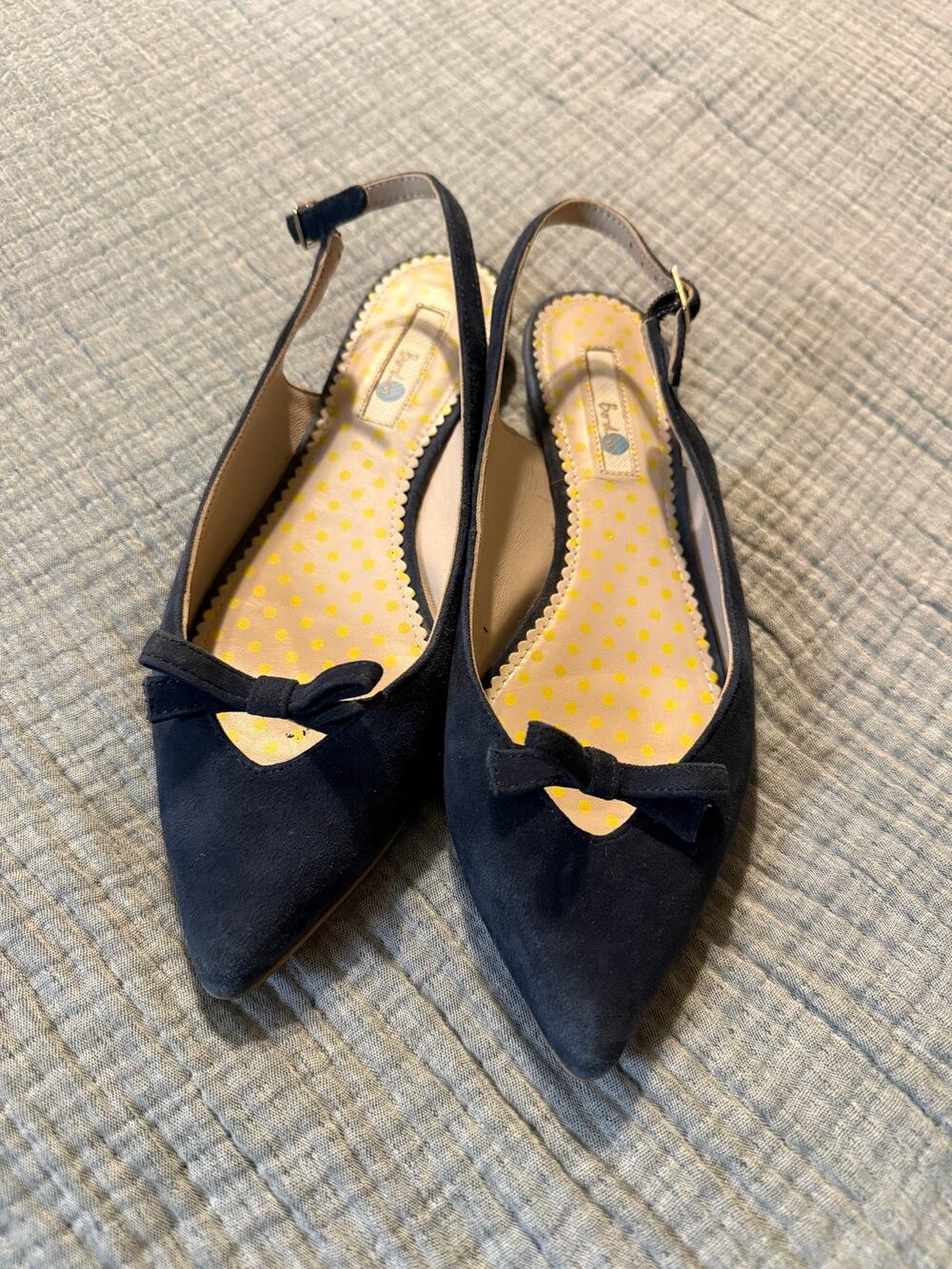 Boden Cecelia Slingback Flats Blue Suede Size 39.5 US 8.5